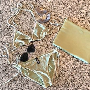 Triangl Marina large bikini. Green velvet bikini.